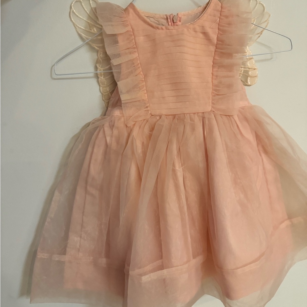 Girls Trish Scully Peach Ruffle Organza Party Dress
